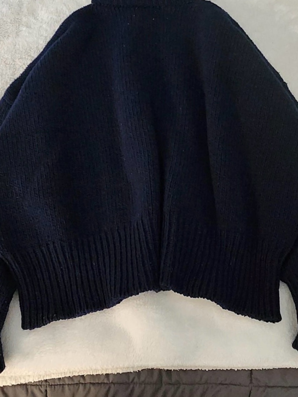 Babaa No 15 Navy Ribbed Crewneck Oversized Sweater 100% Wool - Picture 3 of 9